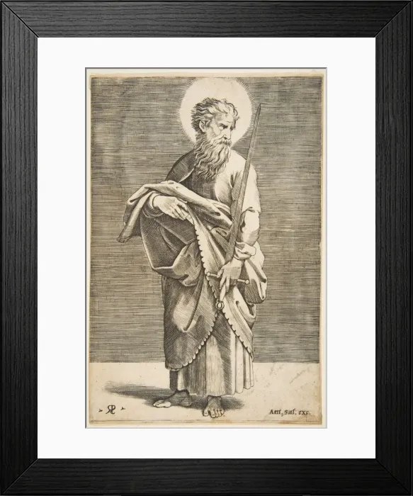 Framed Print : Saint Paul looking to the right and holding a sword and a book, ca. 1515-27 Framed Print : Saint Paul looking to the right and holding a sword and a book, ca. 1515-27