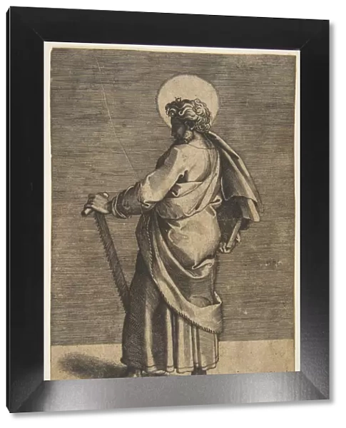Saint Simon standing facing left, holding a saw and a book, ca. 1515-27