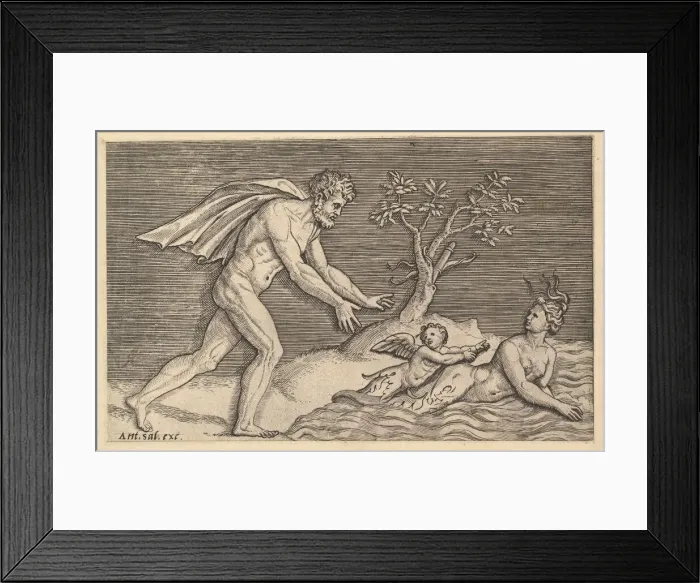 Framed Print : Speculum Romanae Magnificentiae: Naked Man Pursuing a Naiad, ca. 1515-1527 Framed Print : Speculum Romanae Magnificentiae: Naked Man Pursuing a Naiad, ca. 1515-1527
