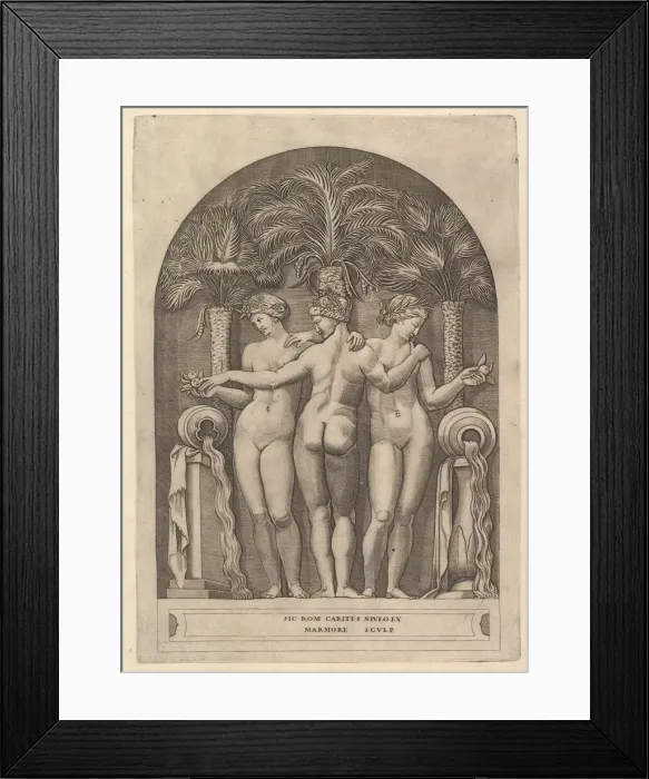 Framed Print : Speculum Romanae Magnificentiae: The Three Graces, ca. 1515-27. Creator: Marco Dente Framed Print : Speculum Romanae Magnificentiae: The Three Graces, ca. 1515-27. Creator: Marco Dente