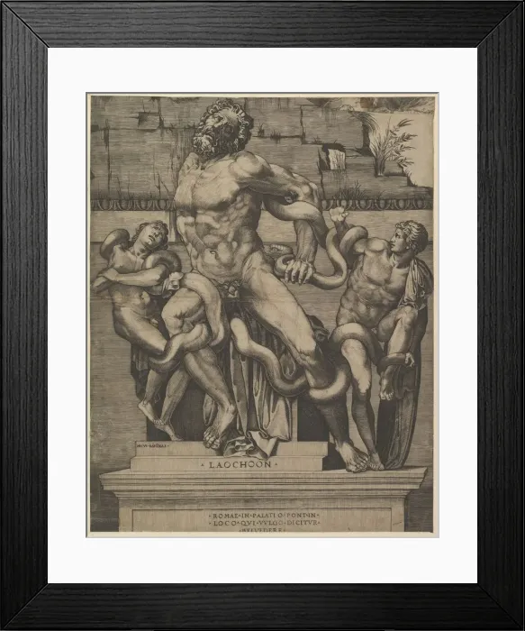 Framed Print : Speculum Romanae Magnificentiae: Laocoon, 16th century. Creator: Marco Dente Framed Print : Speculum Romanae Magnificentiae: Laocoon, 16th century. Creator: Marco Dente