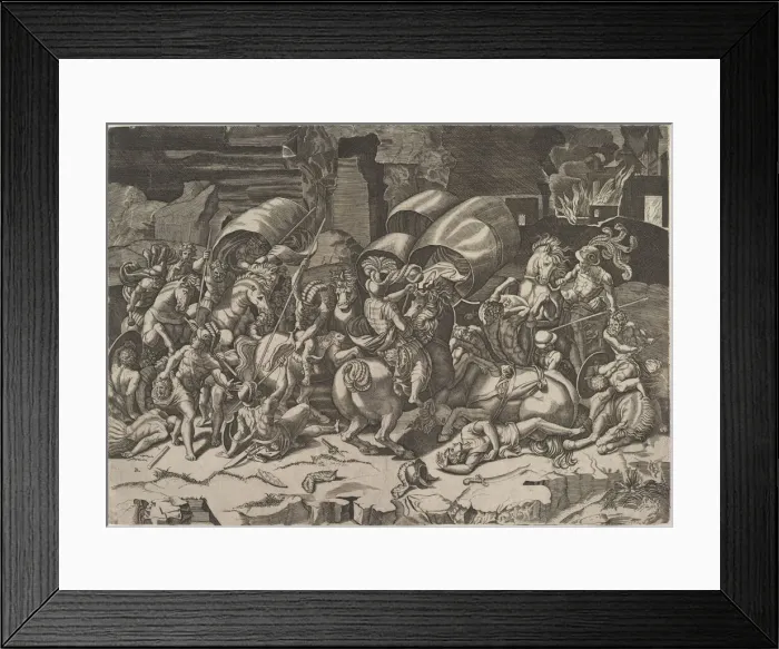 Framed Print : Battle with a Cutlass, ca. 1515-27. Creator: Marco Dente Framed Print : Battle with a Cutlass, ca. 1515-27. Creator: Marco Dente