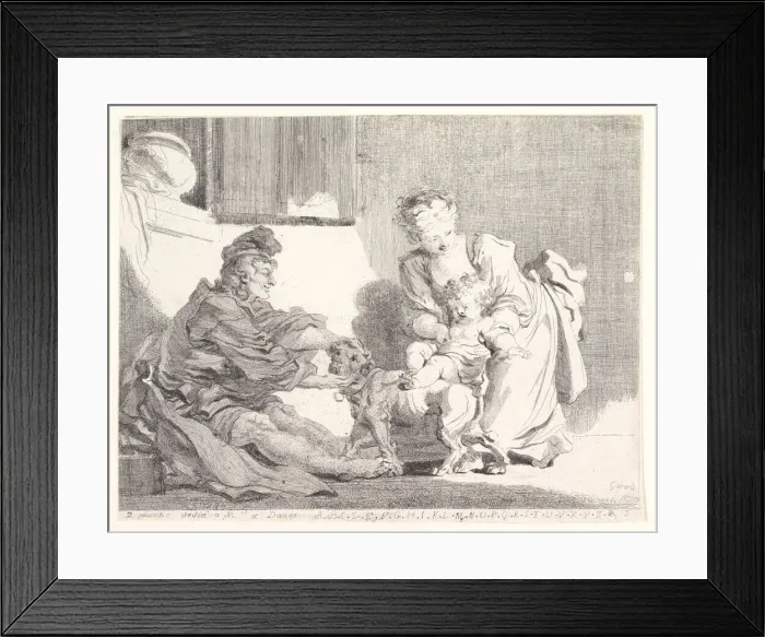 Framed Print : The Child and the Bulldog, 1778. Creator: Marguerite Gerard Framed Print : The Child and the Bulldog, 1778. Creator: Marguerite Gerard
