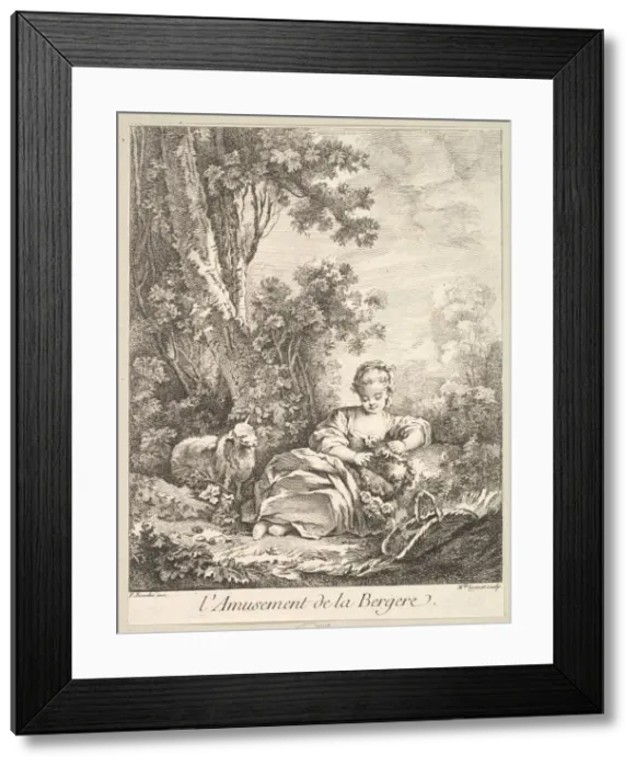 Framed Print : The Amusement of a Shepherd Girl. Creator: Marie Madeleine Igonet Framed Print : The Amusement of a Shepherd Girl. Creator: Marie Madeleine Igonet