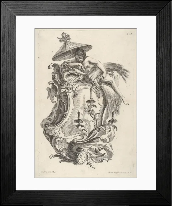 Framed Print : Sconce Representing Summer, from Wand-Leuchter die 4 Jahrseiten vorstellend, ca Framed Print : Sconce Representing Summer, from Wand-Leuchter die 4 Jahrseiten vorstellend, ca
