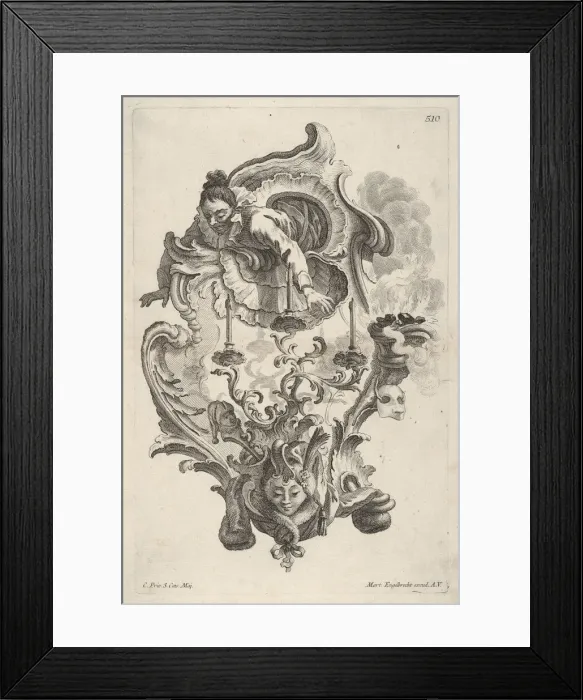 Framed Print : Sconce Representing Winter, from Wand-Leuchter die 4 Jahrseiten vorstellend, ca