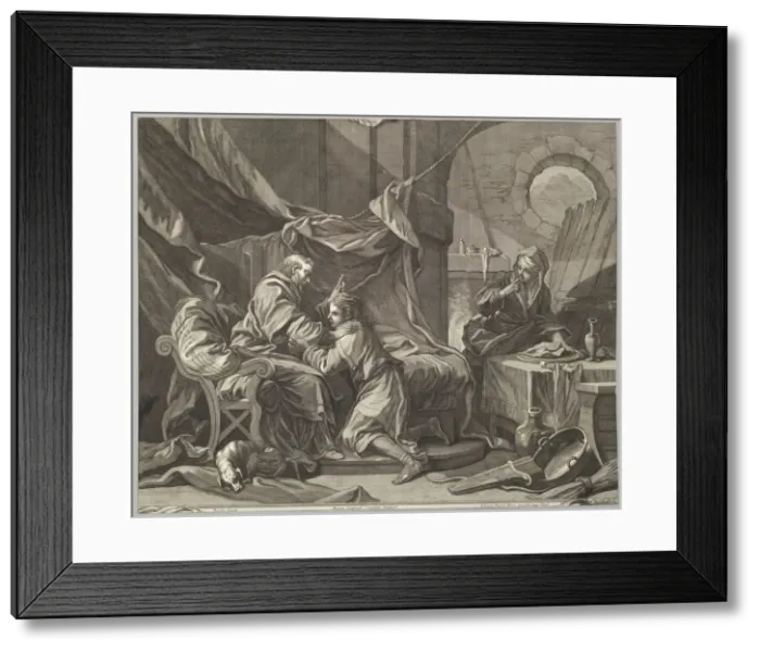 Framed Print : Isaac Blessing Jacob, 18th century. Creator: Martin Gottfried Crophius Framed Print : Isaac Blessing Jacob, 18th century. Creator: Martin Gottfried Crophius