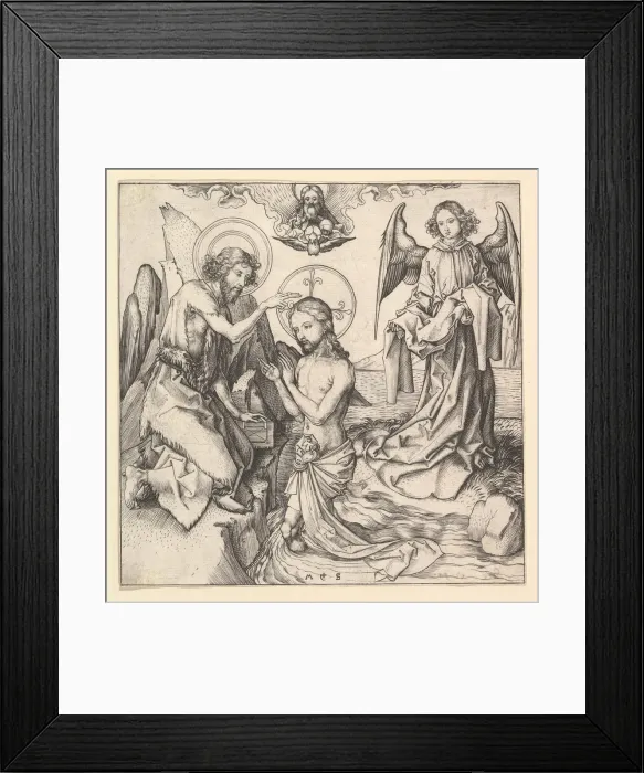 Framed Print : Baptism of Christ, ca. 1470-1474. Creator: Martin Schongauer Framed Print : Baptism of Christ, ca. 1470-1474. Creator: Martin Schongauer