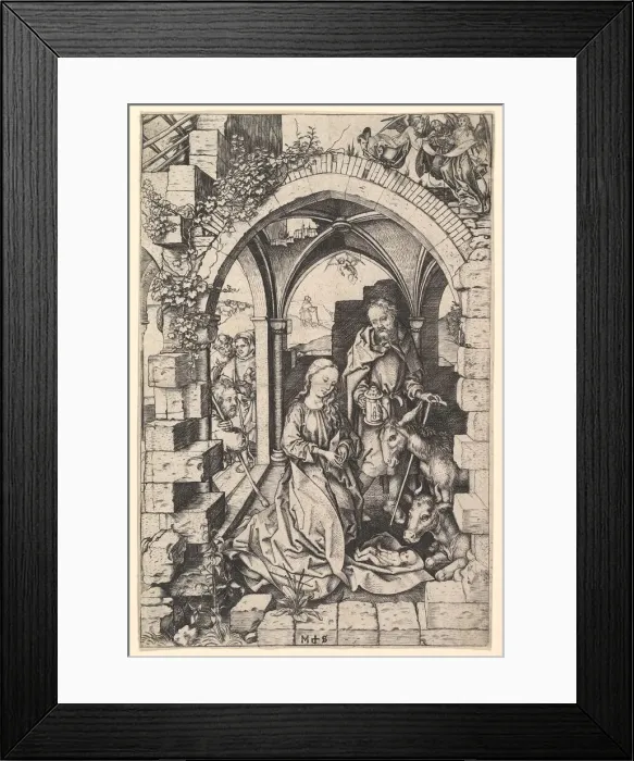 Framed Print : The Nativity, ca. 1435-1491. Creator: Martin Schongauer Framed Print : The Nativity, ca. 1435-1491. Creator: Martin Schongauer