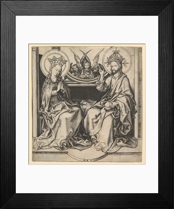 Framed Print : The Enthronement of the Virgin, ca. 1435-1491. Creator: Martin Schongauer Framed Print : The Enthronement of the Virgin, ca. 1435-1491. Creator: Martin Schongauer