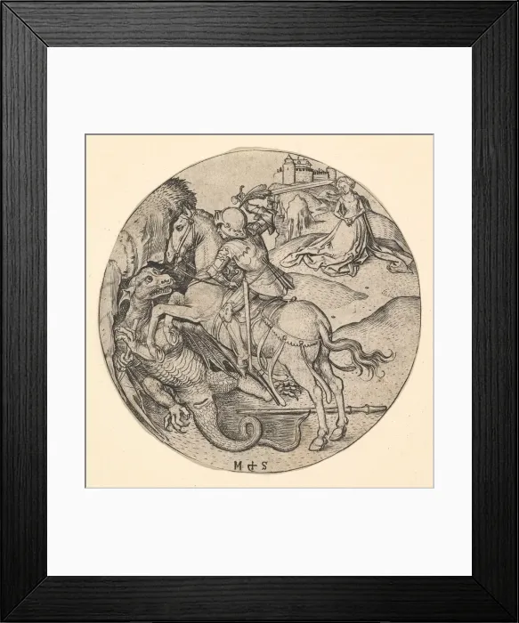 Framed Print : St. George Slaying the Dragon, ca. 1435-1491. Creator: Martin Schongauer Framed Print : St. George Slaying the Dragon, ca. 1435-1491. Creator: Martin Schongauer