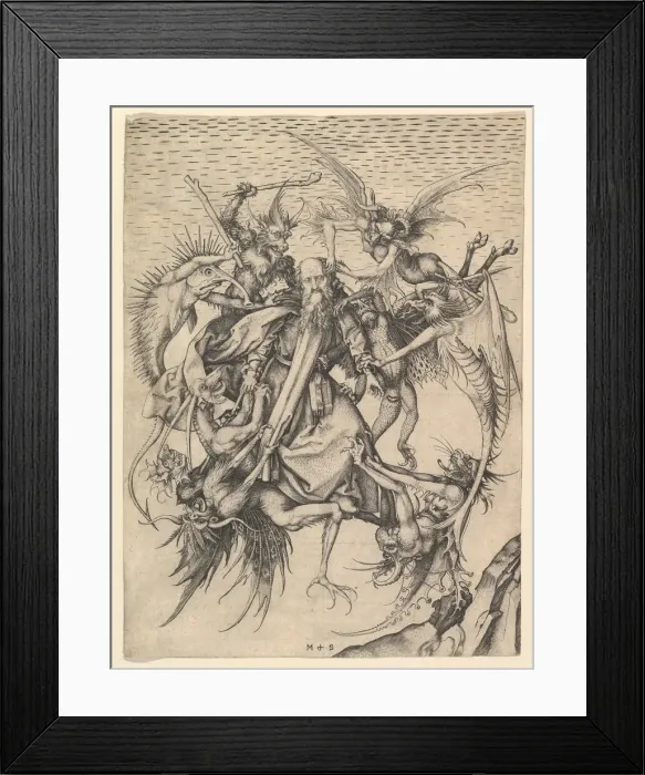 Framed Print : Saint Anthony Tormented by Demons, ca. 1470-75. Creator: Martin Schongauer Framed Print : Saint Anthony Tormented by Demons, ca. 1470-75. Creator: Martin Schongauer