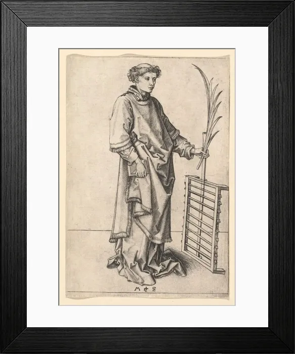 Framed Print : Saint Lawrence, ca. 1435-1491. Creator: Martin Schongauer Framed Print : Saint Lawrence, ca. 1435-1491. Creator: Martin Schongauer