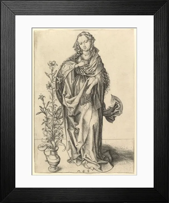 Framed Print : The Annunciation: The Virgin, ca. 1435-1491. Creator: Martin Schongauer Framed Print : The Annunciation: The Virgin, ca. 1435-1491. Creator: Martin Schongauer