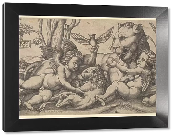Putti and Lions, 1547. Creator: Master FG
