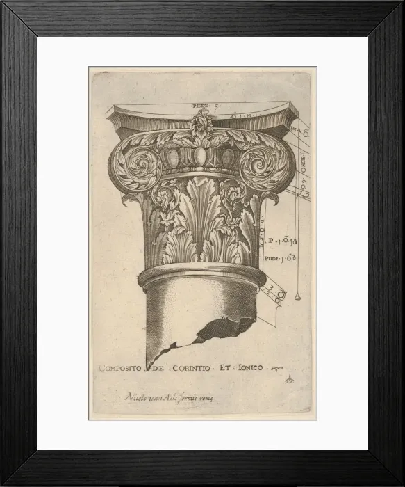 Framed Print : Composite capital with measurements, ca. 1537. Creator: Master GA Framed Print : Composite capital with measurements, ca. 1537. Creator: Master GA