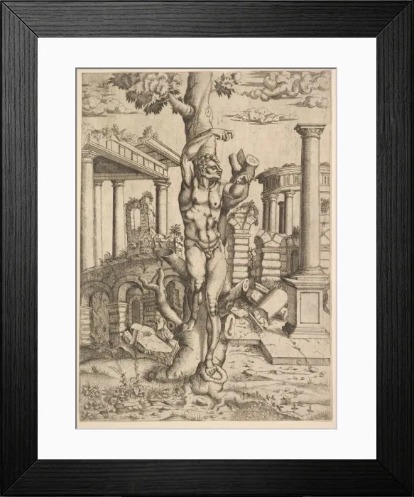 Framed Print : Man Against a Tree, ca. 1543-44. Creator: Master IQV Framed Print : Man Against a Tree, ca. 1543-44. Creator: Master IQV