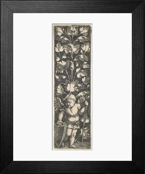 Framed Print : Ornament with a Genius Holding a Shield, 1536. Creator: Master MVHF Framed Print : Ornament with a Genius Holding a Shield, 1536. Creator: Master MVHF