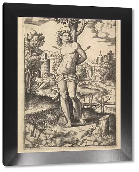 Saint Sebastian tied to a tree pierced by arrows, 1530-60. Creator: Master of the Die