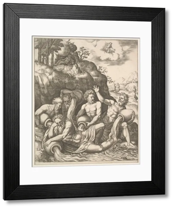 Framed Print : River gods consoling Peneus for the Loss of his Daughter, Daphne from The Story of Apo Framed Print : River gods consoling Peneus for the Loss of his Daughter, Daphne from The Story of Apo