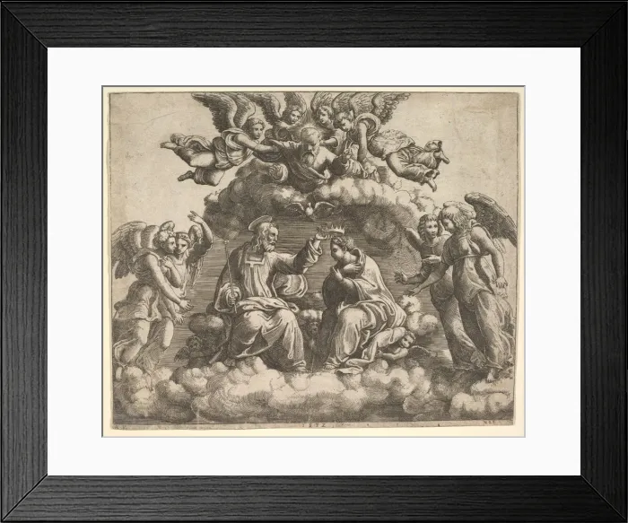 Framed Print : The coronation of the Virgin, Christ holding the crown over her head Framed Print : The coronation of the Virgin, Christ holding the crown over her head
