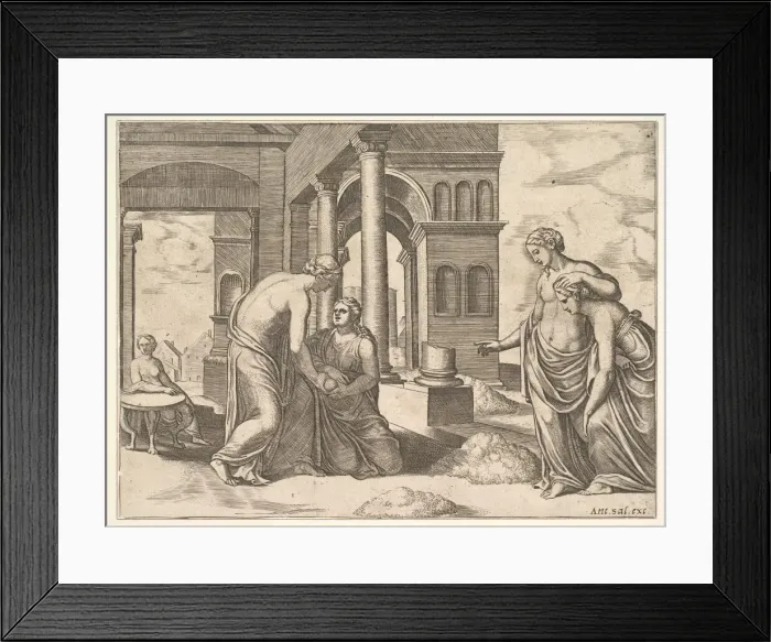 Framed Print : Plate 22: Venus ordering Psyche to sort a heap of grain, from the Fable of Psyche Framed Print : Plate 22: Venus ordering Psyche to sort a heap of grain, from the Fable of Psyche