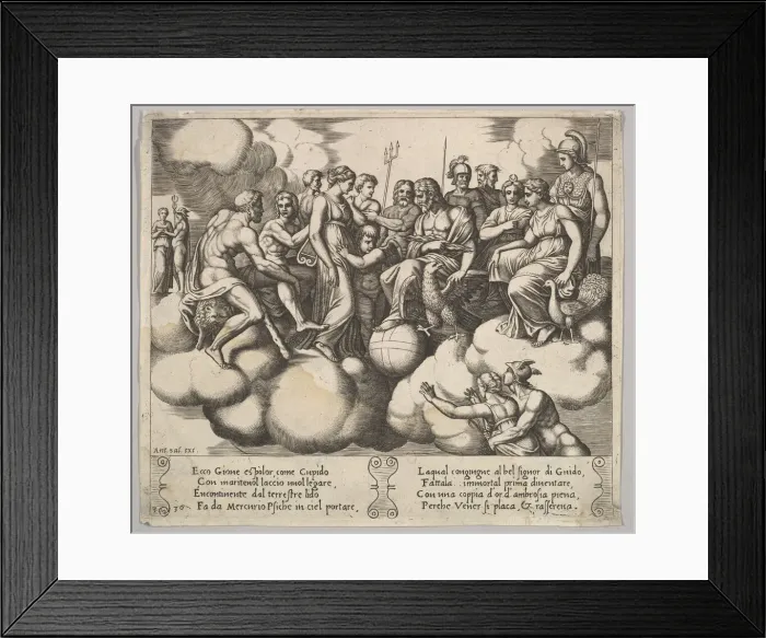 Framed Print : Plate 30: Venus and Cupid pleading their case in the presence of Jupiter and other Gods Framed Print : Plate 30: Venus and Cupid pleading their case in the presence of Jupiter and other Gods