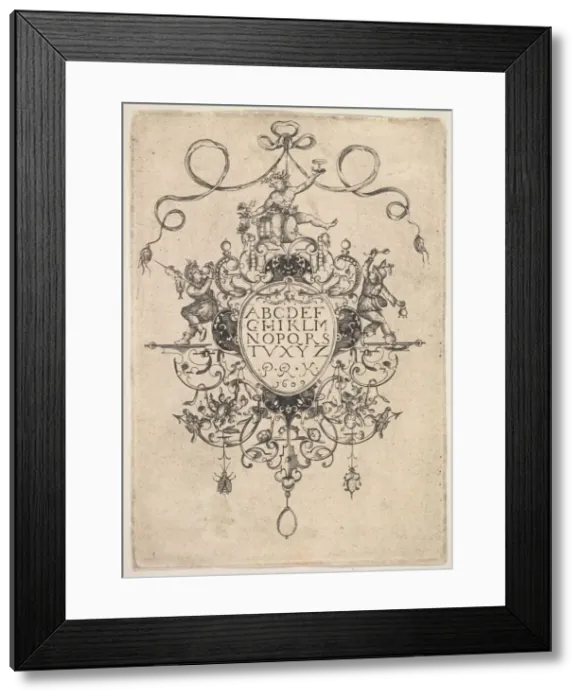Framed Print : Design for a Pendant with the Alphabet, 1609. Creator: Master PRK Framed Print : Design for a Pendant with the Alphabet, 1609. Creator: Master PRK