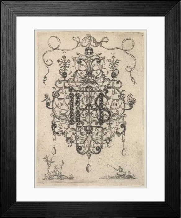 Framed Print : Design for a Pendant with IHS Monogram, 1609. Creator: Master PRK Framed Print : Design for a Pendant with IHS Monogram, 1609. Creator: Master PRK