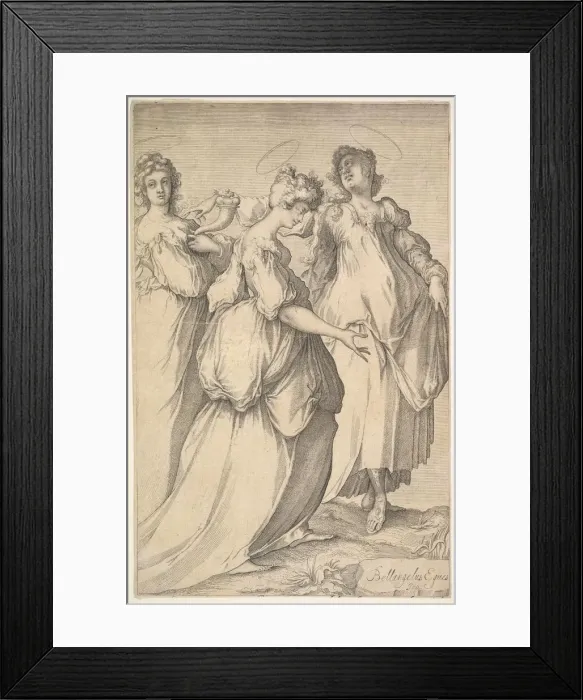 Framed Print : Three Haloed Female Figures, ca. 1610-50. Creator: Matthaus Merian Framed Print : Three Haloed Female Figures, ca. 1610-50. Creator: Matthaus Merian