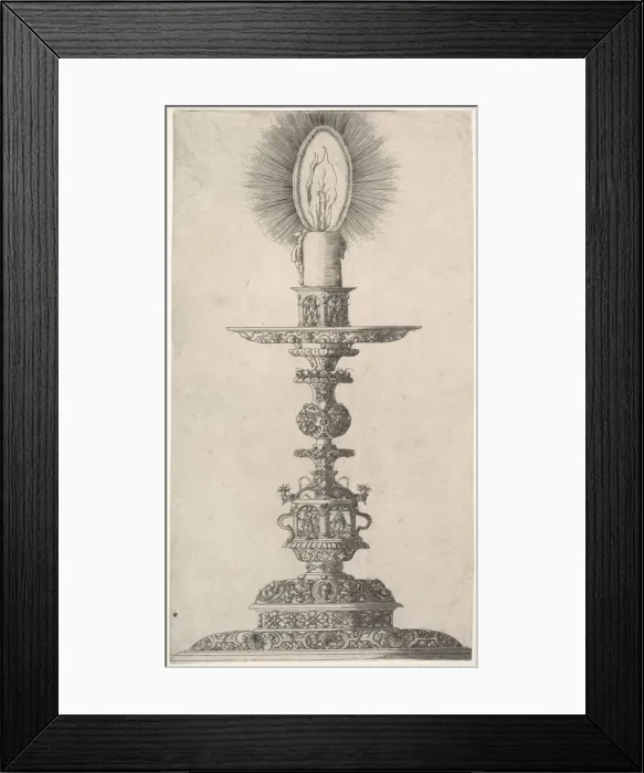 Framed Print : Candlestick with Lighted Candle from: Insigne Ac Plane Novum Opus Cratero graphicum Framed Print : Candlestick with Lighted Candle from: Insigne Ac Plane Novum Opus Cratero graphicum