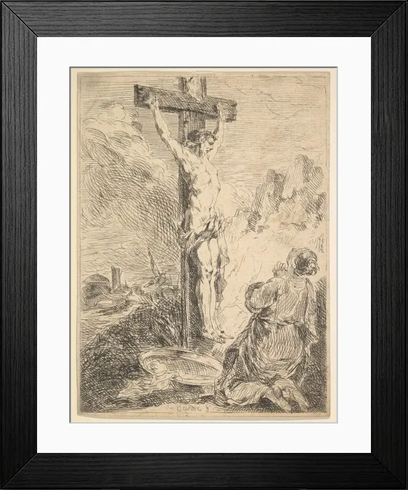 Framed Print : Mary Magdalene Praying at the Foot of the Cross, 1720-83 Framed Print : Mary Magdalene Praying at the Foot of the Cross, 1720-83