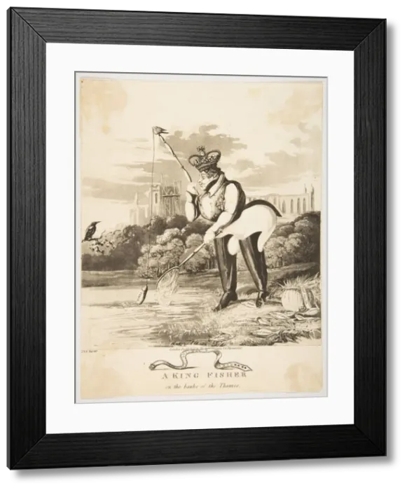 Framed Print : A King Fisher on the Banks of the Thames, 1827. Creator: Monogrammist JVS Framed Print : A King Fisher on the Banks of the Thames, 1827. Creator: Monogrammist JVS