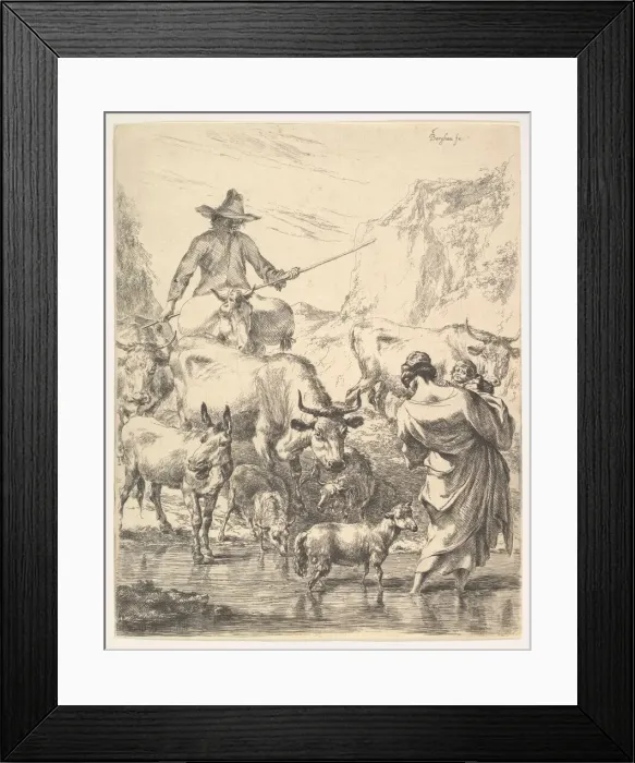 Framed Print : Le Troupeau Traversant Le Ruisseau. Creator: Nicolaes Berchem Framed Print : Le Troupeau Traversant Le Ruisseau. Creator: Nicolaes Berchem