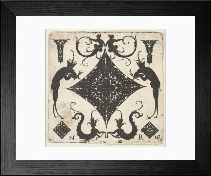 Framed Print : Concave Lozenge-shaped Panel and Grotesque Figures, ca. 1620-30. Creator: Noel Rouillard Framed Print : Concave Lozenge-shaped Panel and Grotesque Figures, ca. 1620-30. Creator: Noel Rouillard