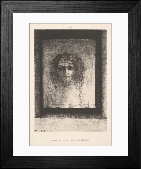 Framed Print : A Veil, a Printed Image, 1891. Creator: Odilon Redon Framed Print : A Veil, a Printed Image, 1891. Creator: Odilon Redon
