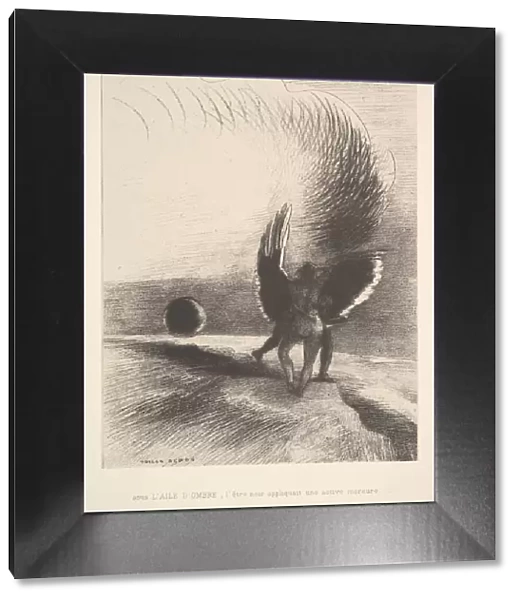 In the shadow of the wing, the black creature bit, 1891. Creator: Odilon Redon