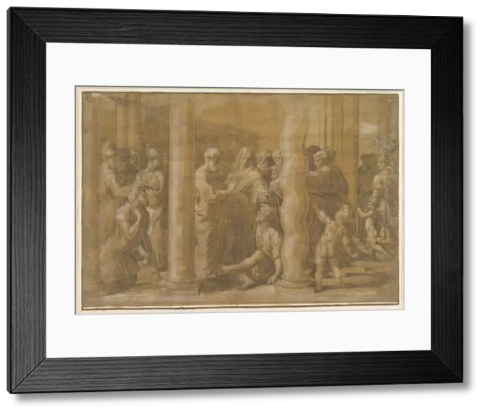 Framed Print : Saints Peter and John healing the Sick, early 16th century. Creator: Parmigianino Framed Print : Saints Peter and John healing the Sick, early 16th century. Creator: Parmigianino