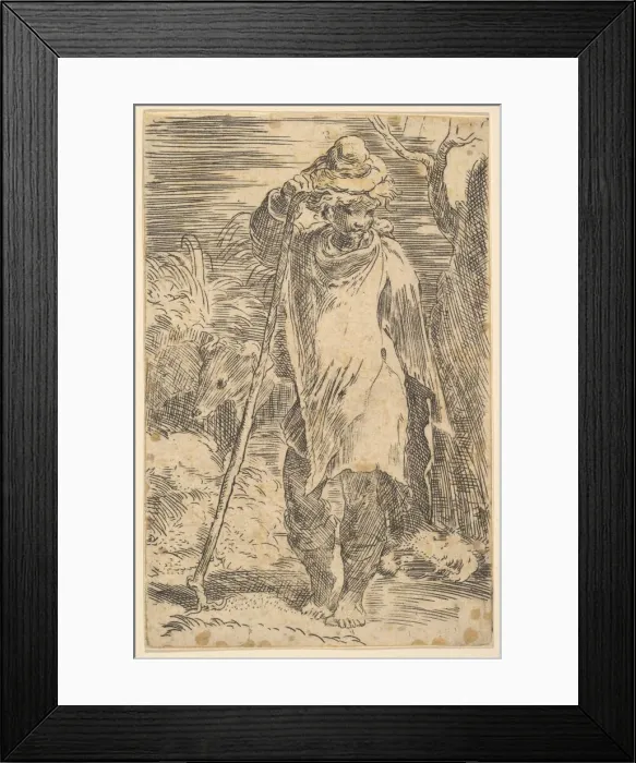 Framed Print : Standing Shepherd, early 16th century. Creator: Attributed to Parmigianino Framed Print : Standing Shepherd, early 16th century. Creator: Attributed to Parmigianino