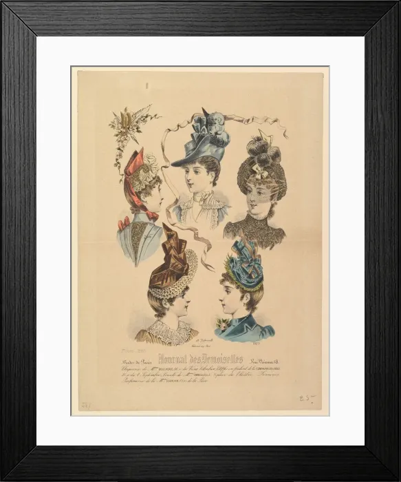 Framed Print : Ladies Hats, No. 4671, from Journal des Demoiselles, April 1, 1888 Framed Print : Ladies Hats, No. 4671, from Journal des Demoiselles, April 1, 1888