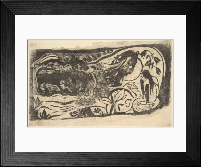 Framed Print : Woodcut with a Horned Head, 1898-99. Creator: Paul Gauguin Framed Print : Woodcut with a Horned Head, 1898-99. Creator: Paul Gauguin