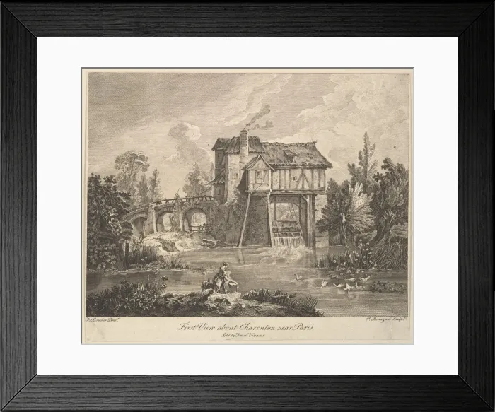 Framed Print : First View of Clarenton near Paris, mid to late 18th century Framed Print : First View of Clarenton near Paris, mid to late 18th century