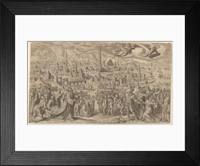 Framed Print : The Fall of Babylon, 1569. Creator: Philip Galle Framed Print : The Fall of Babylon, 1569. Creator: Philip Galle
