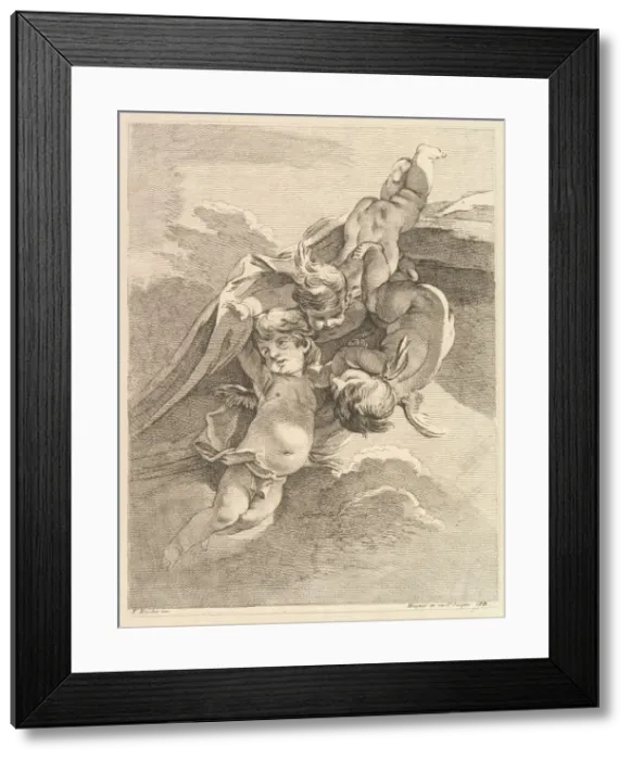 Framed Print : Trois Amours soutenant une draperie (Three Loves Holding a Drapery) Framed Print : Trois Amours soutenant une draperie (Three Loves Holding a Drapery)