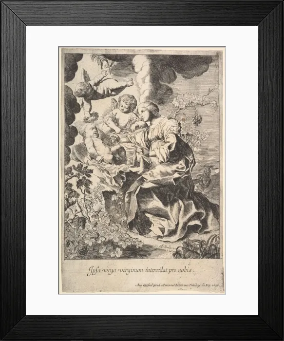 Framed Print : Virgin and child with angels, 1636. Creator: Pierre Brebiette Framed Print : Virgin and child with angels, 1636. Creator: Pierre Brebiette