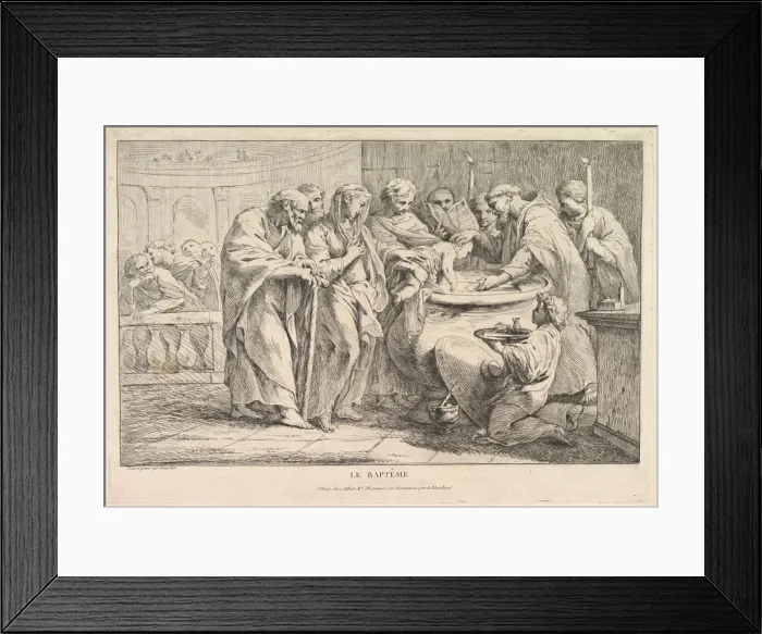 Framed Print : The Baptism, ca. 1734. Creator: Pierre Charles Tremolieres