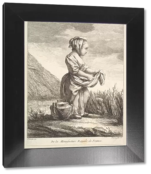Little girl with a vessel by her feet, from Premier Livre de Figures d aprè