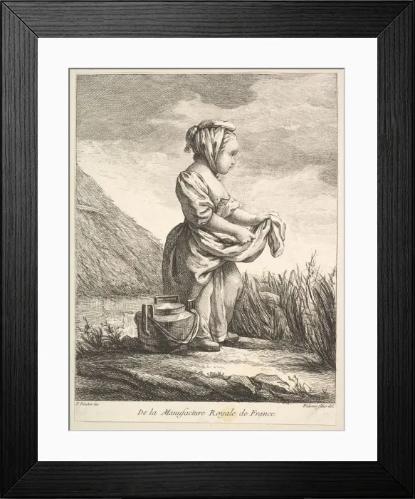 Framed Print : Little girl with a vessel by her feet, from Premier Livre de Figures d aprè Framed Print : Little girl with a vessel by her feet, from Premier Livre de Figures d aprè