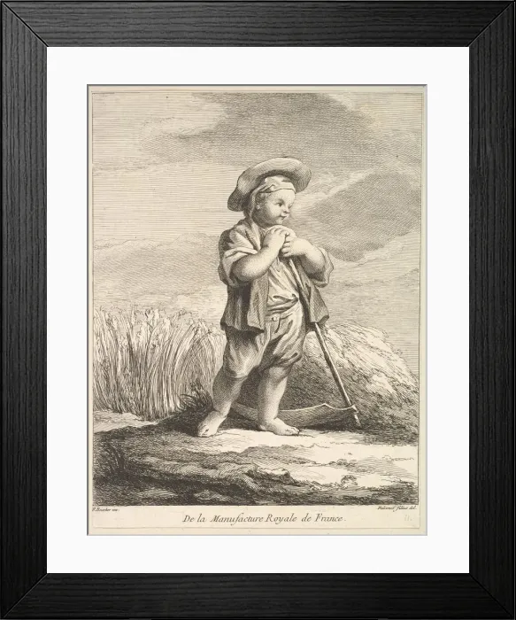 Framed Print : Little boy with a scythe, from Premier Livre de Figures d aprè Framed Print : Little boy with a scythe, from Premier Livre de Figures d aprè