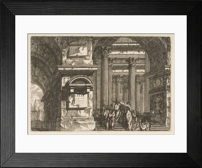 Framed Print : Funerary Scene in a Temple, ca. 1760. Creator: Pierre Moreau Framed Print : Funerary Scene in a Temple, ca. 1760. Creator: Pierre Moreau